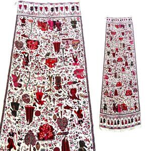 HUGE RARE ROECKL ASIAN‎ EASTERN INSPIRED ARTWORK 100% SILK SCARF MADE IN ITALY